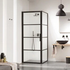 Douchecabine Sealskin Soho Matzwart 90x90cm 210cm Hoog Helderglas 8mm