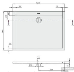 B&w-luxury Tray Douchebak 120 X 90 X 3.5 Cm. Wit 7 B&w-luxury Tray Douchebak 120 X 90 X 3.5 Cm. Wit -Sealkin Badkamermeubilair Winkel 10465