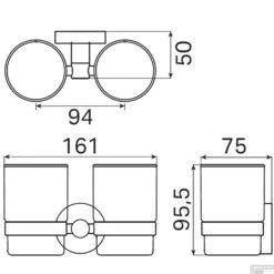 Dubbele Glashouder Haceka Kosmos Mat Zwart -Sealkin Badkamermeubilair Winkel 1208541 tech