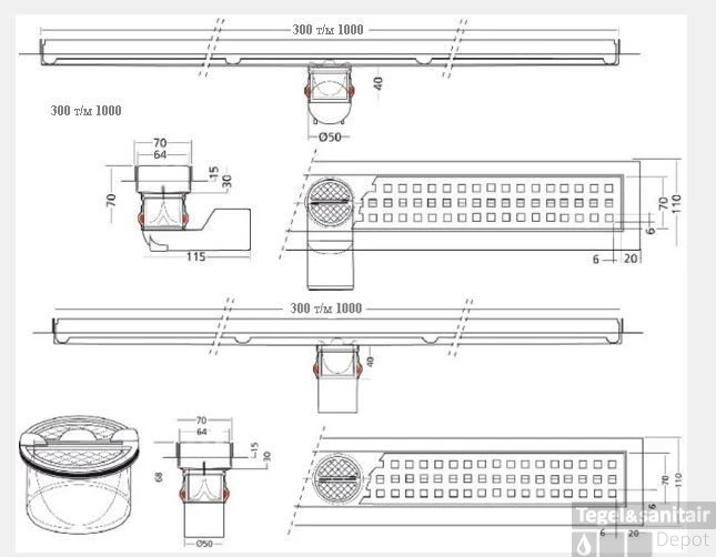 Berg Van Den Premium Line Douchegoot 60 Cm. Zij-/onder Uitlaat Rvs 6 Berg Van Den Premium Line Douchegoot 60 Cm. Zij-/onder Uitlaat Rvs - Afbeelding 4