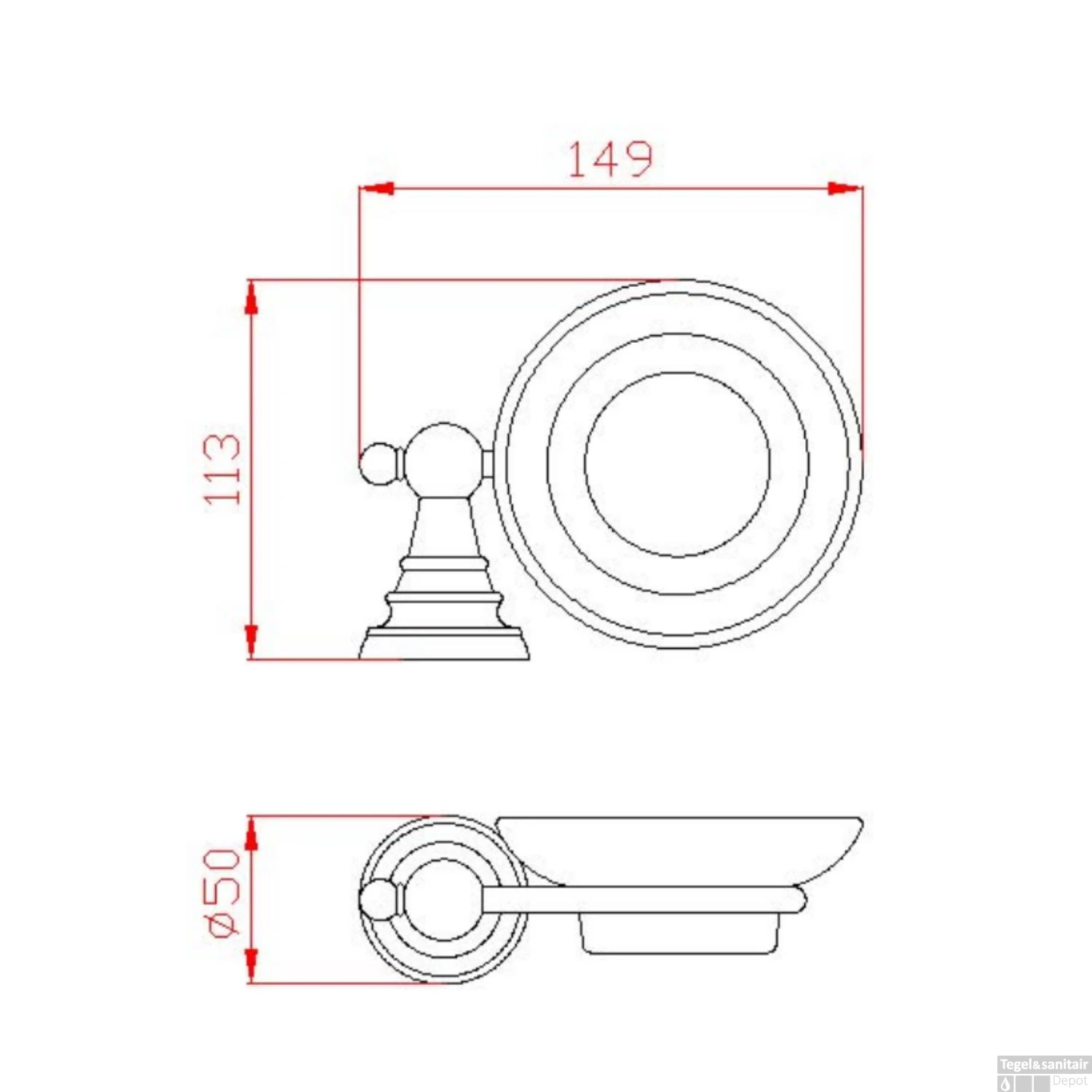 Zeephouder Sapho Diamond Hangend 14.9x5 Cm Chroom / Glas 4 Zeephouder Sapho Diamond Hangend 14.9x5 Cm Chroom / Glas - Afbeelding 2