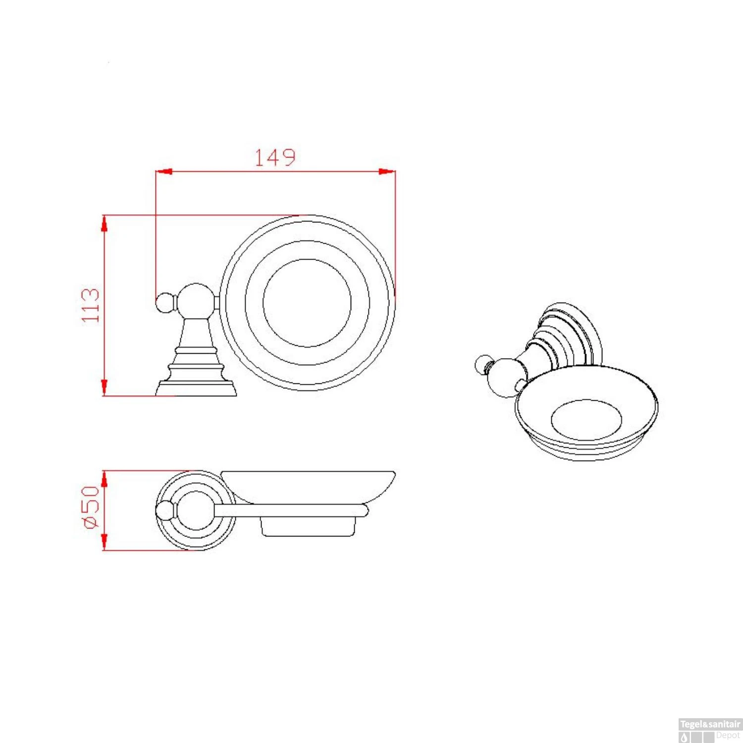 Zeephouder Sapho Diamond Hangend 14.9x5 Cm Brons / Glas 9 Zeephouder Sapho Diamond Hangend 14.9x5 Cm Brons / Glas - Afbeelding 7