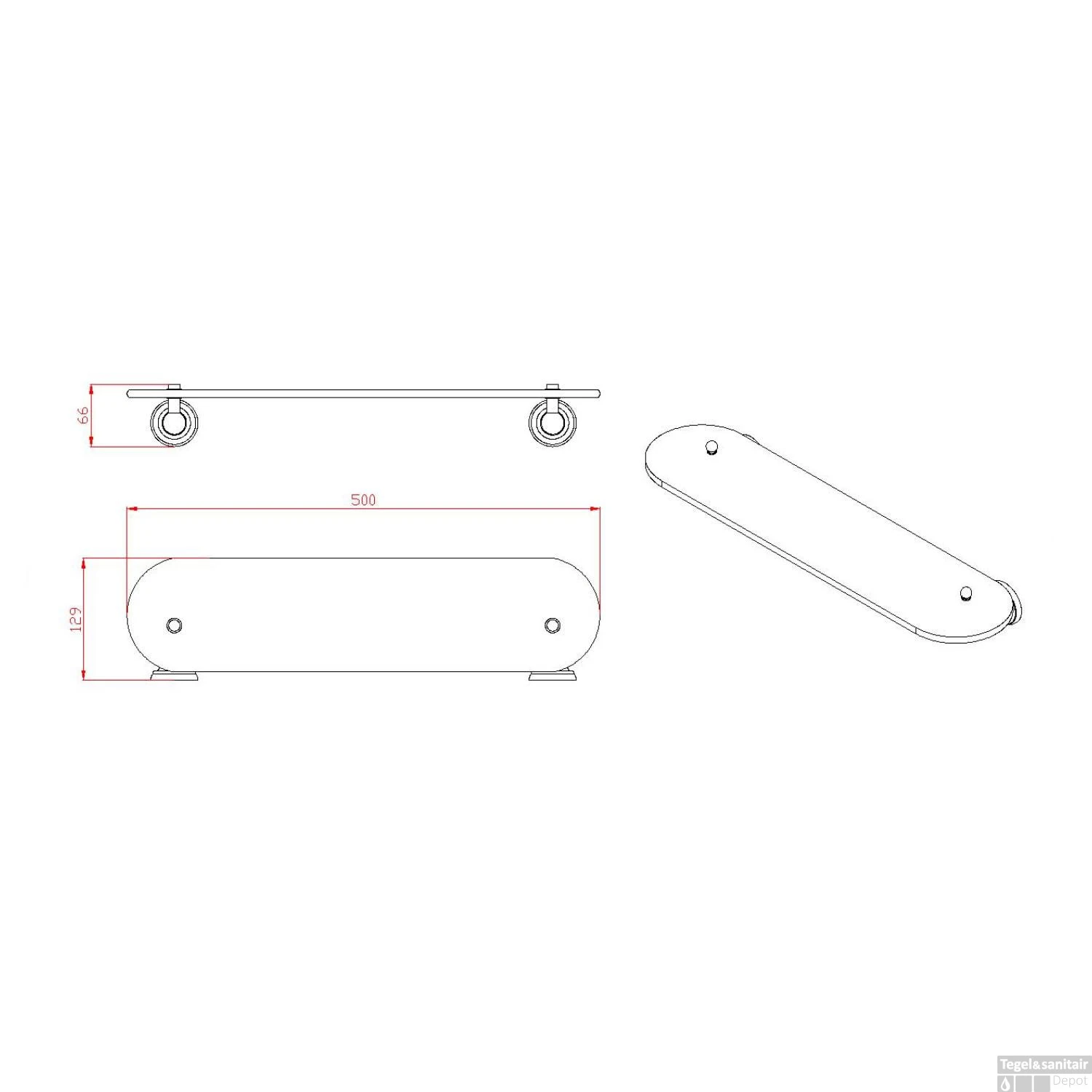 Glazen Planchet Sapho Diamond 50x6.6 Cm Ovaal Brons 4 Glazen Planchet Sapho Diamond 50x6.6 Cm Ovaal Brons - Afbeelding 2