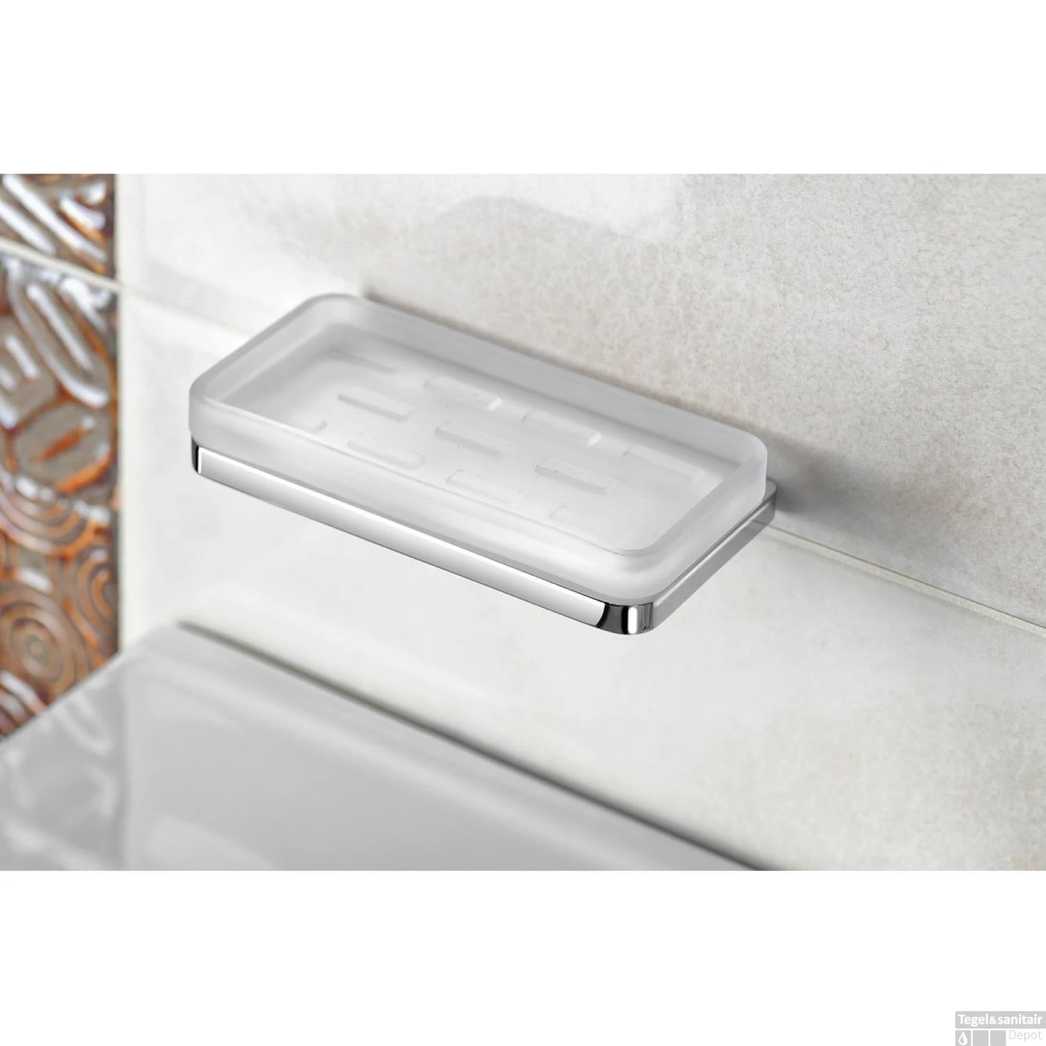 Zeephouder Sapho Olymp Hangend Chroom / Melkglas 4 Zeephouder Sapho Olymp Hangend Chroom / Melkglas - Afbeelding 2