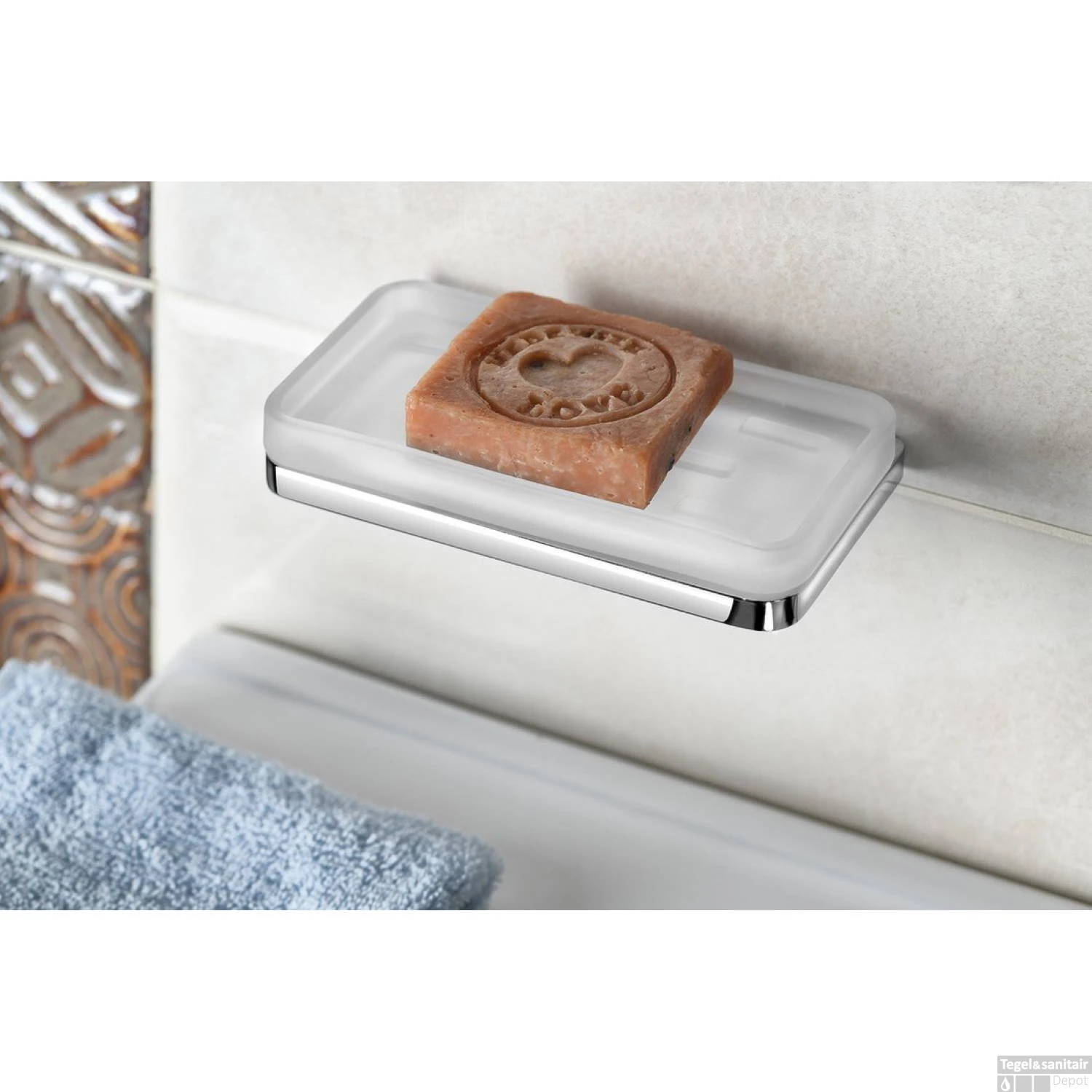 Zeephouder Sapho Olymp Hangend Chroom / Melkglas 5 Zeephouder Sapho Olymp Hangend Chroom / Melkglas - Afbeelding 3