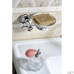 Zeephouder Sapho Astor Hangend 15.3x5.8 Cm Chroom / Wit -Sealkin Badkamermeubilair Winkel 1325 02 zeephouder sapho astor hangend 15.3x5.8 cm chroom wit 2