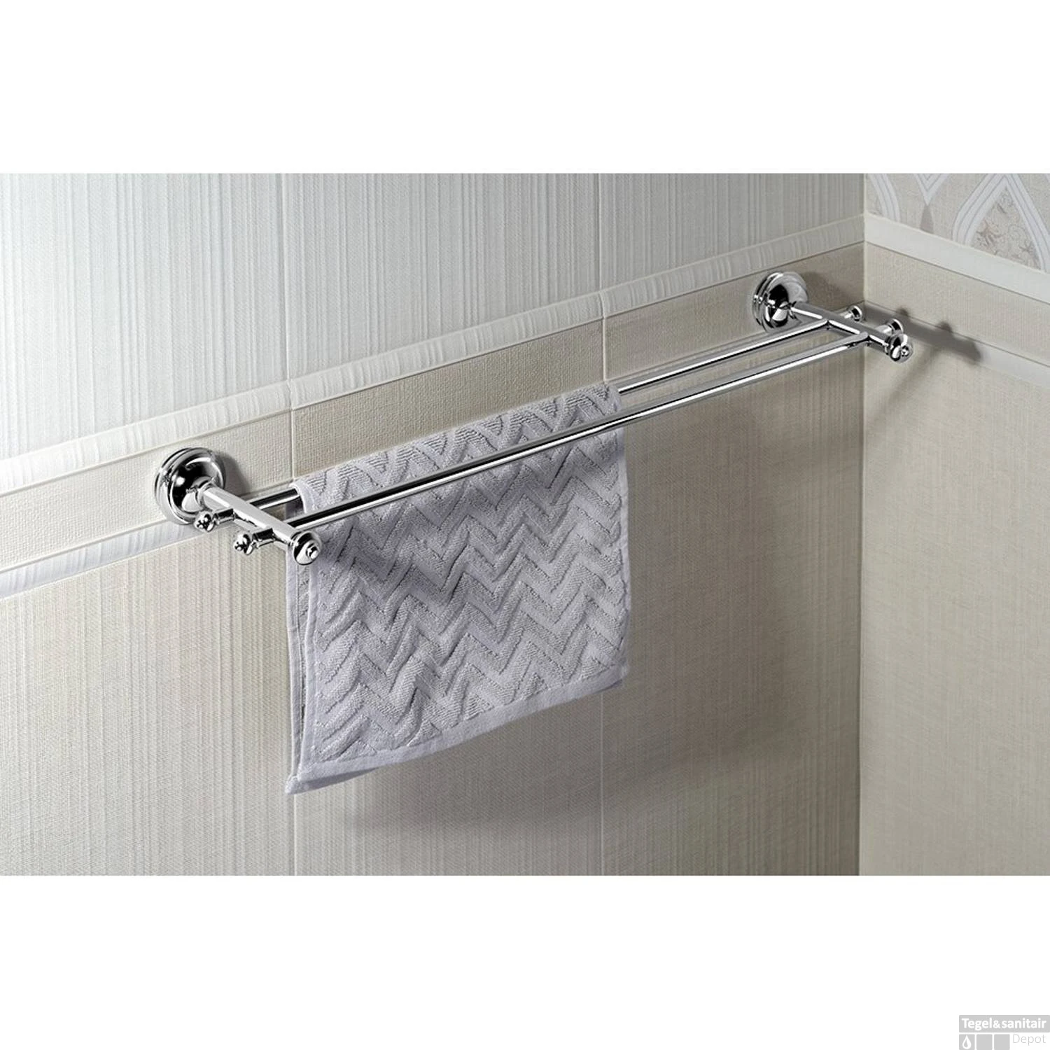 Dubbele Handdoekhouder Sapho Astor Hangend 67.4x5.8 Cm Chroom 4 Dubbele Handdoekhouder Sapho Astor Hangend 67.4x5.8 Cm Chroom - Afbeelding 2