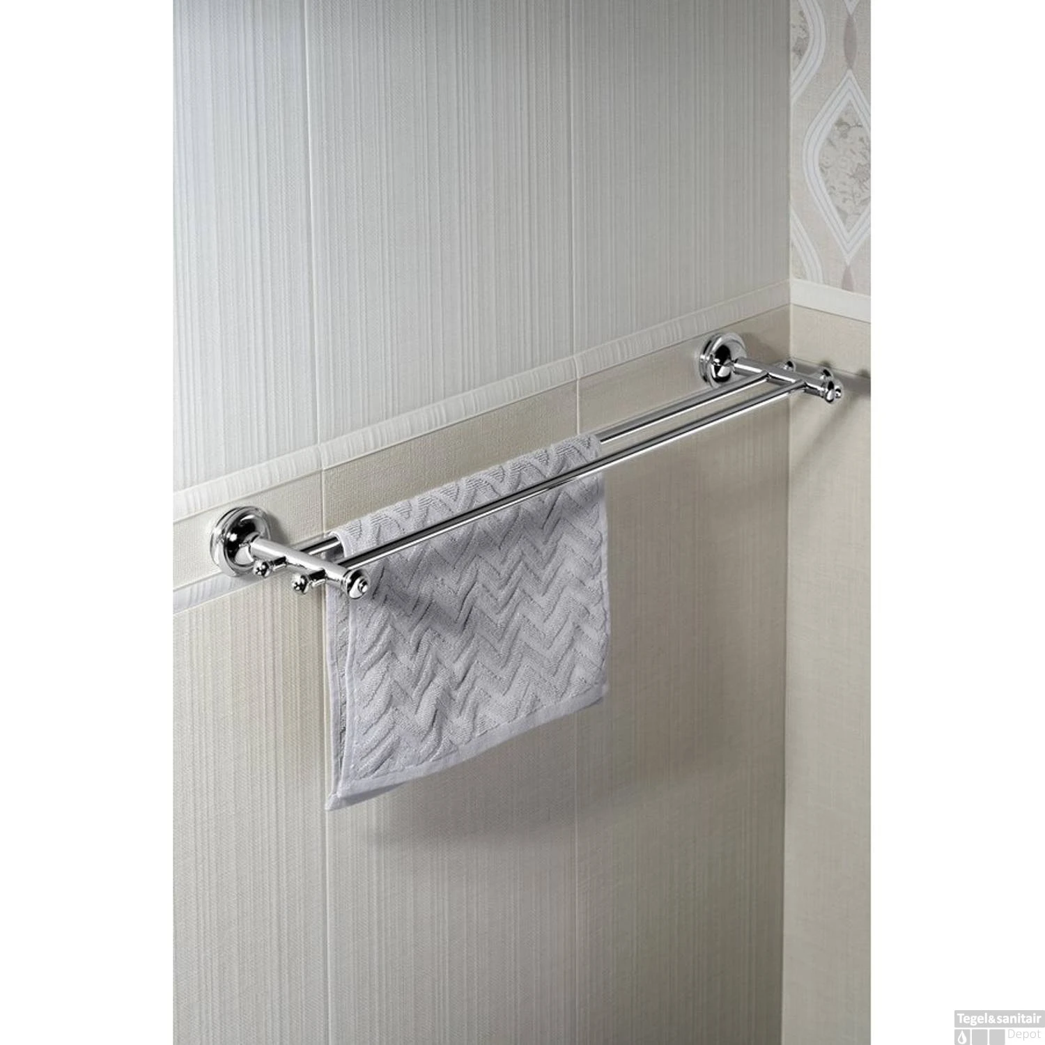Dubbele Handdoekhouder Sapho Astor Hangend 67.4x5.8 Cm Chroom 5 Dubbele Handdoekhouder Sapho Astor Hangend 67.4x5.8 Cm Chroom - Afbeelding 3