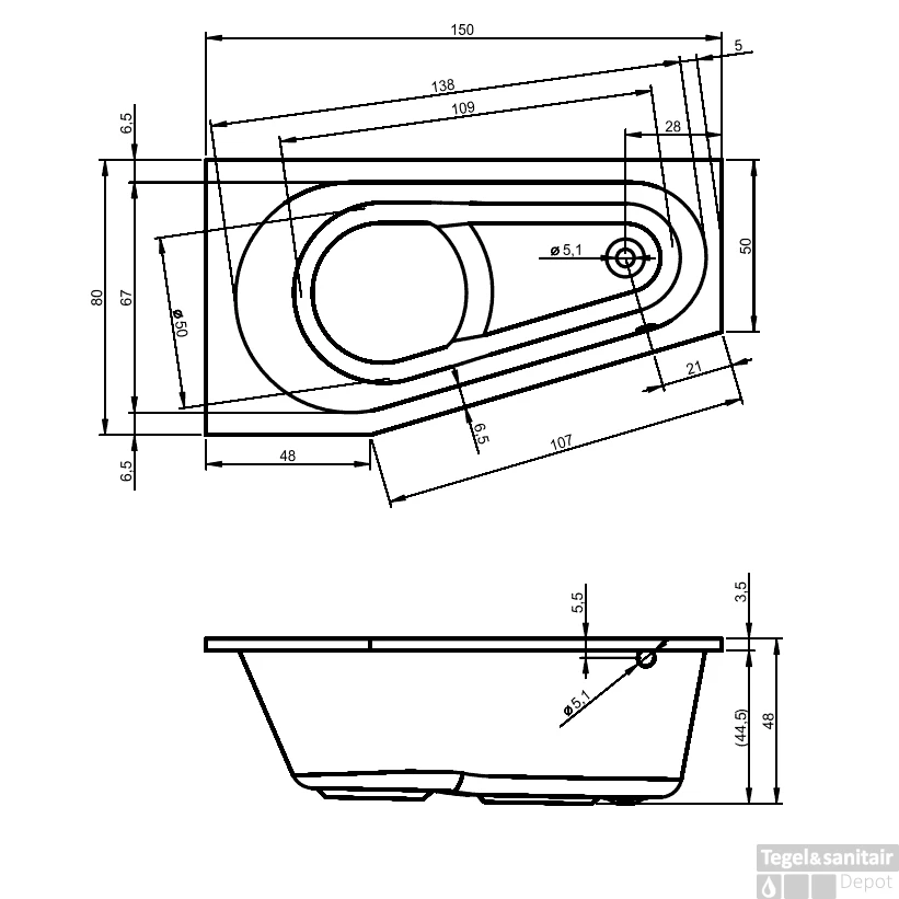 Ligbad Riho Delta 150 X 80 Cm RECHTS Wit 4 Ligbad Riho Delta 150 X 80 Cm RECHTS Wit - Afbeelding 2