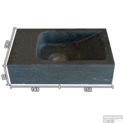 Hardstenen Fontein Mini Links Zonder Kraangat 18x30x8 Cm -Sealkin Badkamermeubilair Winkel 1862153 1 mini fontein links met maten