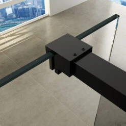 BWS Inloopdouche Pro Line Rookglas Met Middenband 120x200 8mm Nano Coating Mat Zwart Profiel En Stang -Sealkin Badkamermeubilair Winkel 20.3467 15