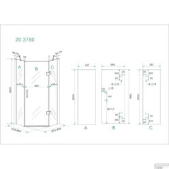Douchecabine Wiesbaden 5 Hoek 90x90cm 8mm Nano Glas -Sealkin Badkamermeubilair Winkel 20.3780 8