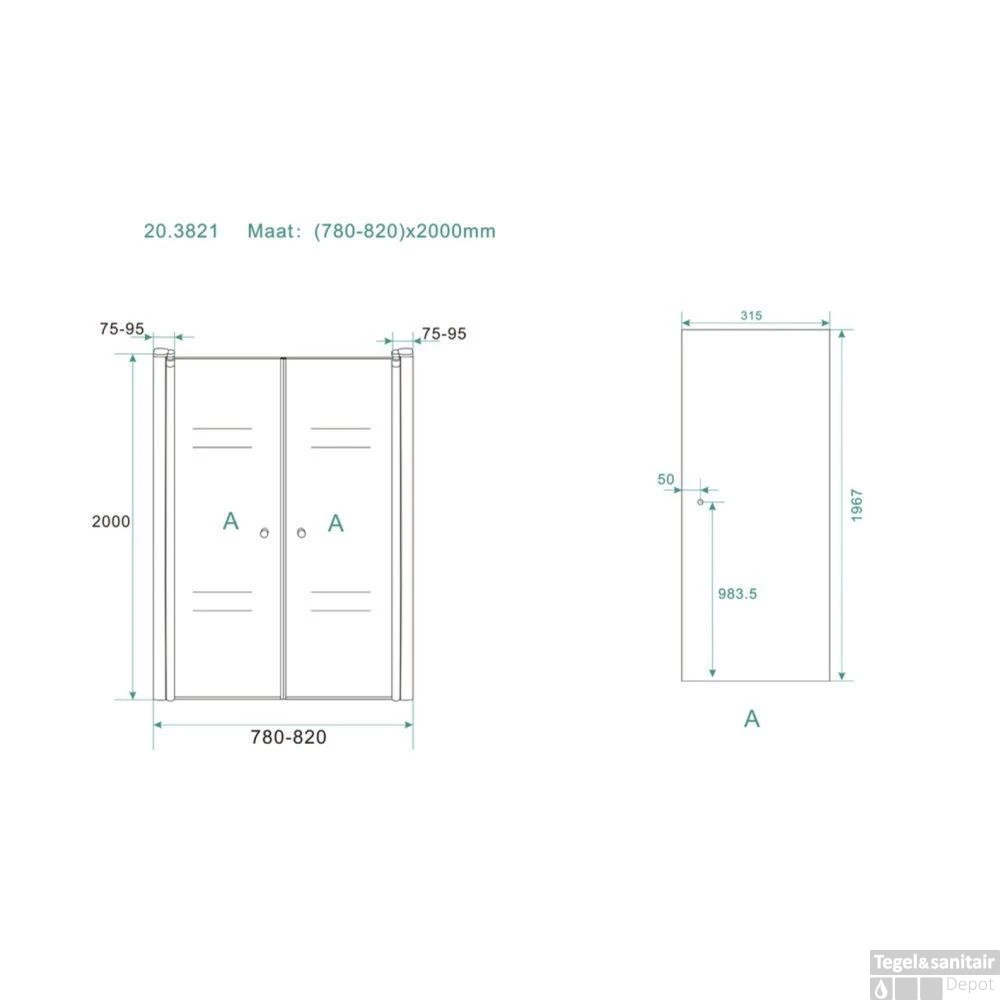Wiesbaden Douchedeur | 2 Pendeldeuren | 80x200cm | 6mm NANO Coating Glas | Chroom | Nisdeur 4 Wiesbaden Douchedeur | 2 Pendeldeuren | 80x200cm | 6mm NANO Coating Glas | Chroom | Nisdeur - Afbeelding 2