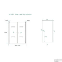 Wiesbaden Douchedeur | 2 Pendeldeuren | 100x200cm | 6mm NANO Coating Glas | Chroom | Nisdeur -Sealkin Badkamermeubilair Winkel 20.3822 90 cm