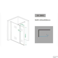 Zijwand Wiesbaden Draaibaar 40x200 Cm 10mm NANO Coating -Sealkin Badkamermeubilair Winkel 20.3843