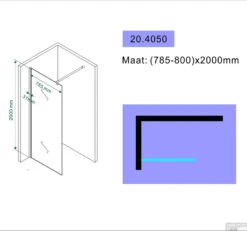 Aktie Douchewand Wiesbaden 80X200cm 8mm Nano Coating -Sealkin Badkamermeubilair Winkel 20.4050 1