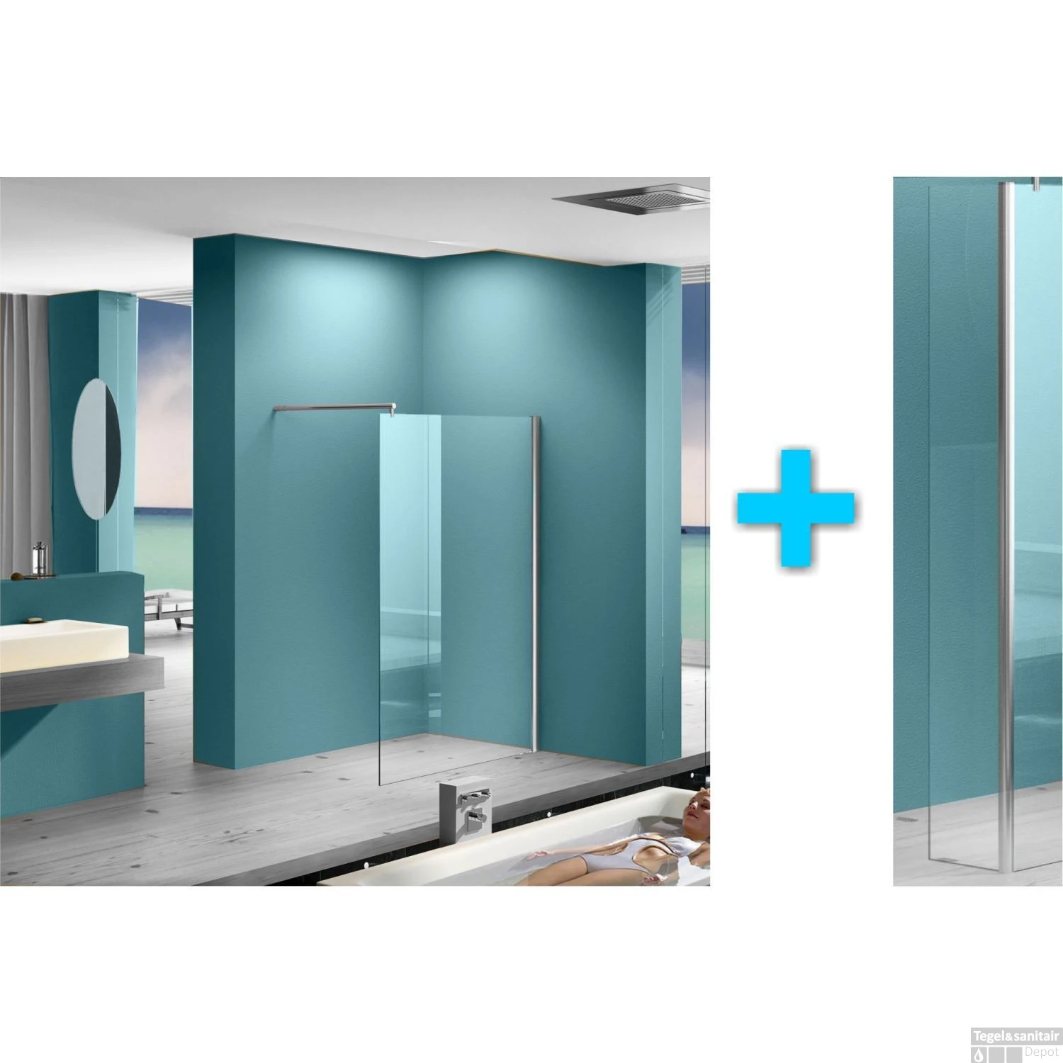 Inloopdouche Wiesbaden Met Zijwand 30cm 80x200cm 8mm NANO Coating 4 Inloopdouche Wiesbaden Met Zijwand 30cm 80x200cm 8mm NANO Coating - Afbeelding 2