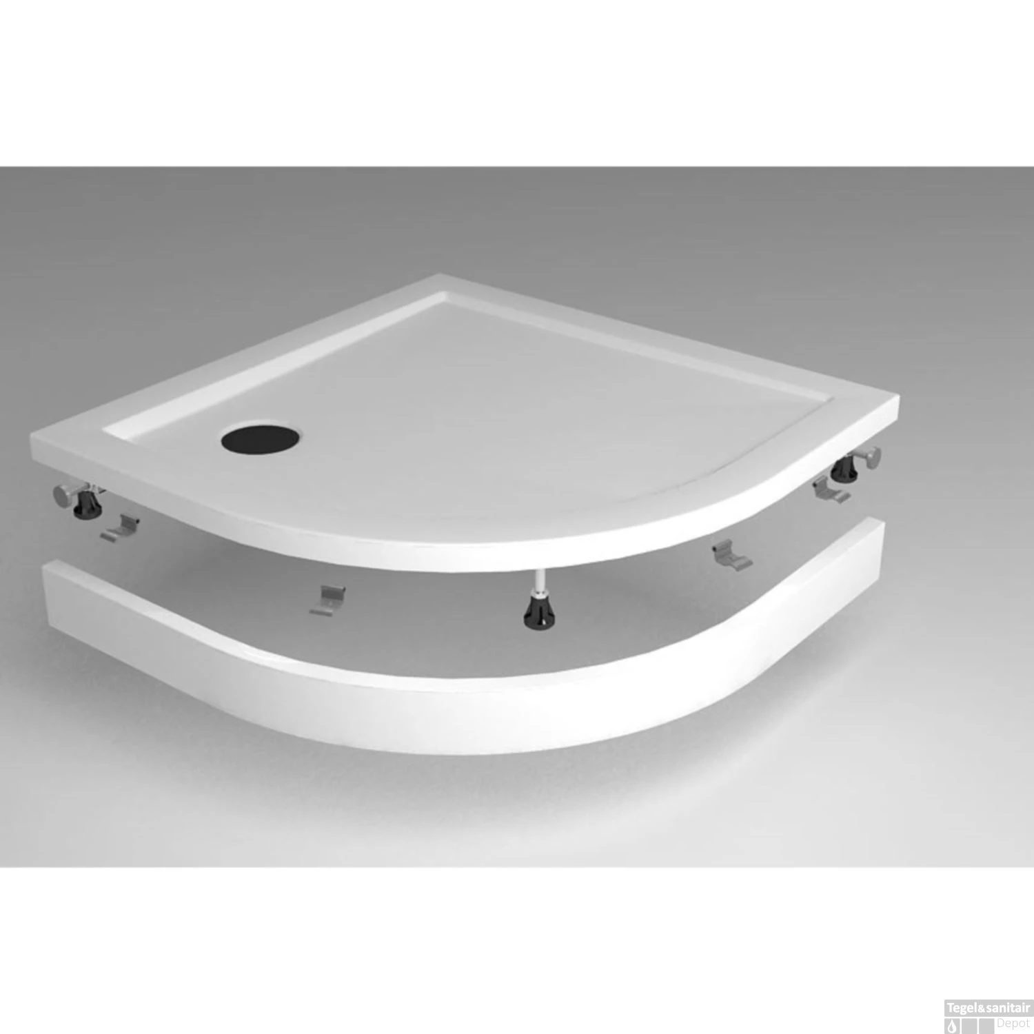 Voorzetpaneel Met Poten Wiesbaden Tbv 1/4 Ronde Douchebak Acryl 90x90x4 Cm Wit 3 Voorzetpaneel Met Poten Wiesbaden Tbv 1/4 Ronde Douchebak Acryl 90x90x4 Cm Wit