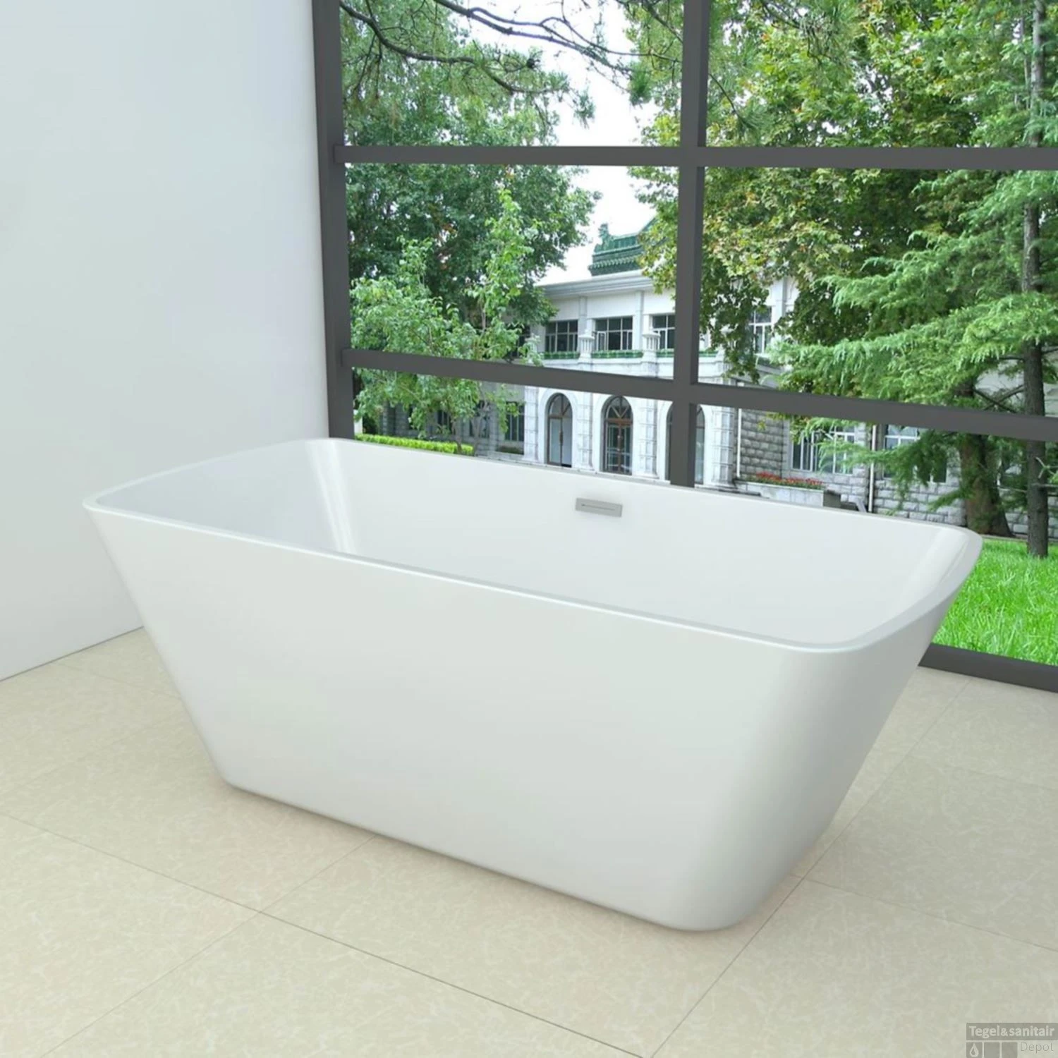 Ligbad Larx Wiesbaden Vrijstaand Vierkant Acryl Inclusief Waste 170x78 Cm Wit 3 Ligbad Larx Wiesbaden Vrijstaand Vierkant Acryl Inclusief Waste 170x78 Cm Wit