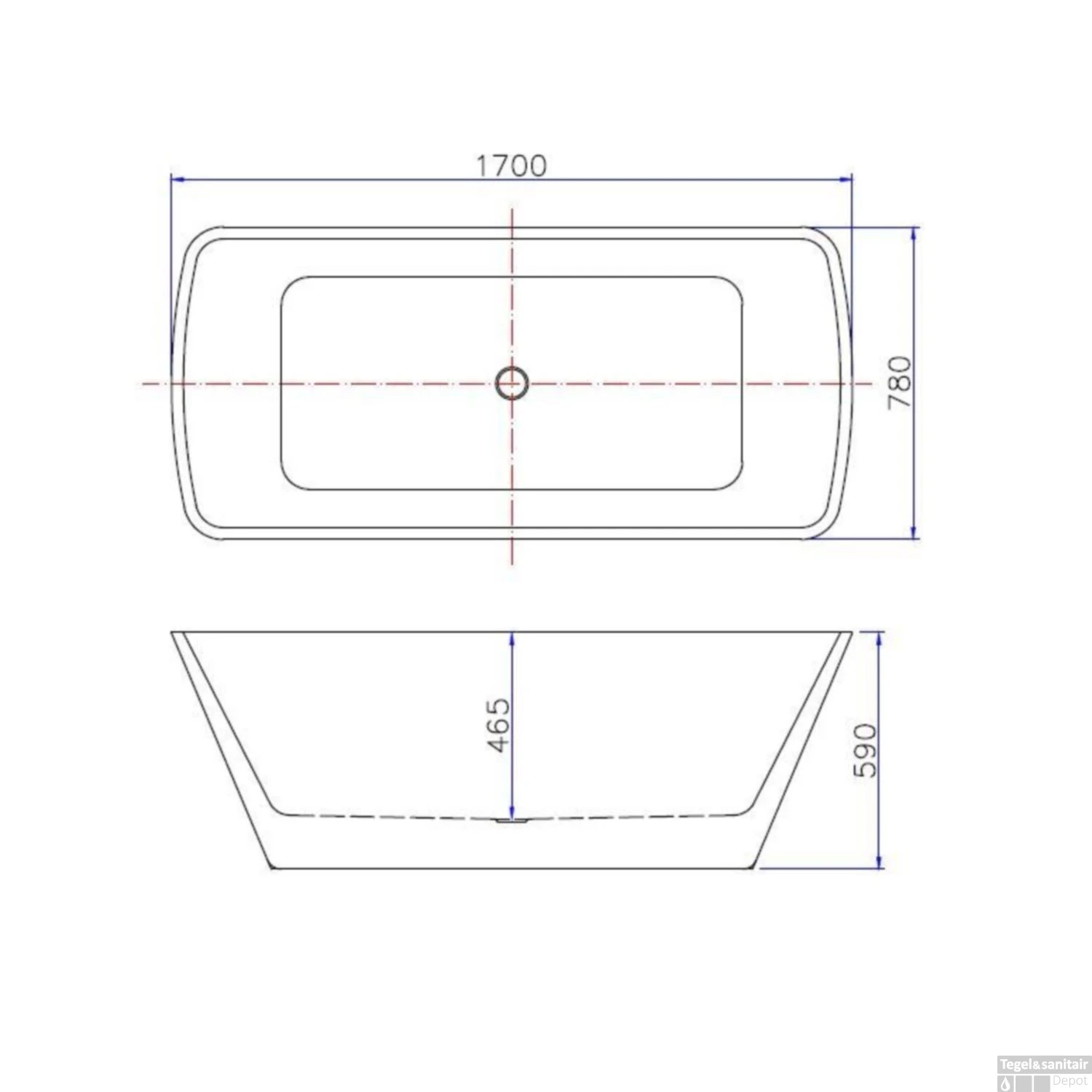Ligbad Larx Wiesbaden Vrijstaand Vierkant Acryl Inclusief Waste 170x78 Cm Wit 4 Ligbad Larx Wiesbaden Vrijstaand Vierkant Acryl Inclusief Waste 170x78 Cm Wit - Afbeelding 2