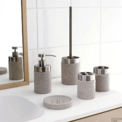 Tandenborstelhouder Sapho Stone Vrijstaand 10.5x7.5 Cm Polyresin Beige -Sealkin Badkamermeubilair Winkel 22010111 tandenborstelhouder sapho stone vrijstaand 10.5x7.5 cm polyresin beige 1