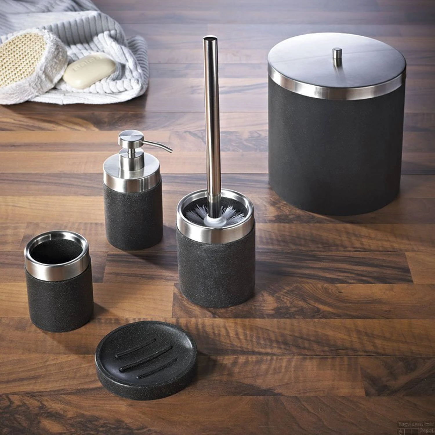 Zeephouder Sapho Stone Vrijstaand 10.8x2.1 Cm Polyresin Zwart 4 Zeephouder Sapho Stone Vrijstaand 10.8x2.1 Cm Polyresin Zwart - Afbeelding 2