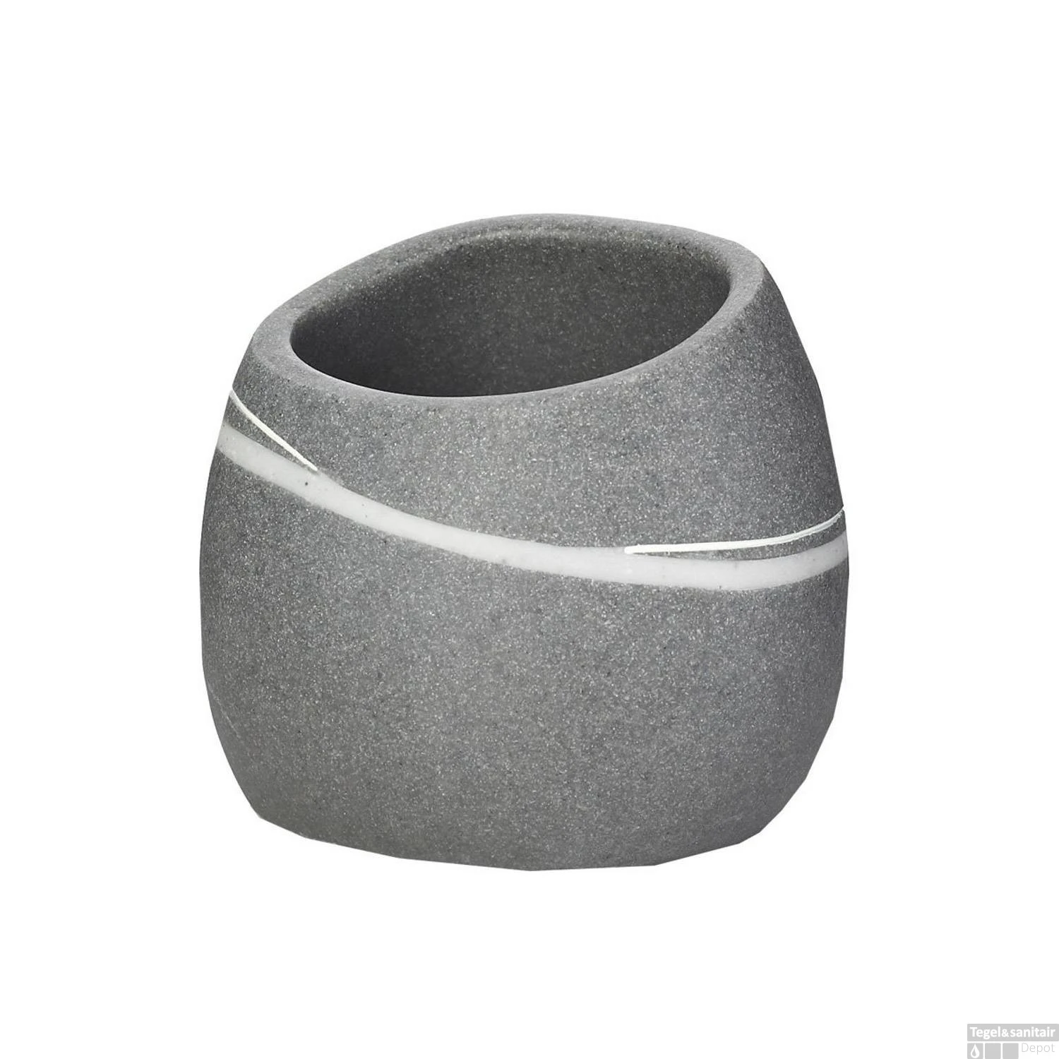 Tandenborstelhouder Sapho Little Rock Vrijstaand 8.9x8.3x7.7 Cm Polyresin Grijs