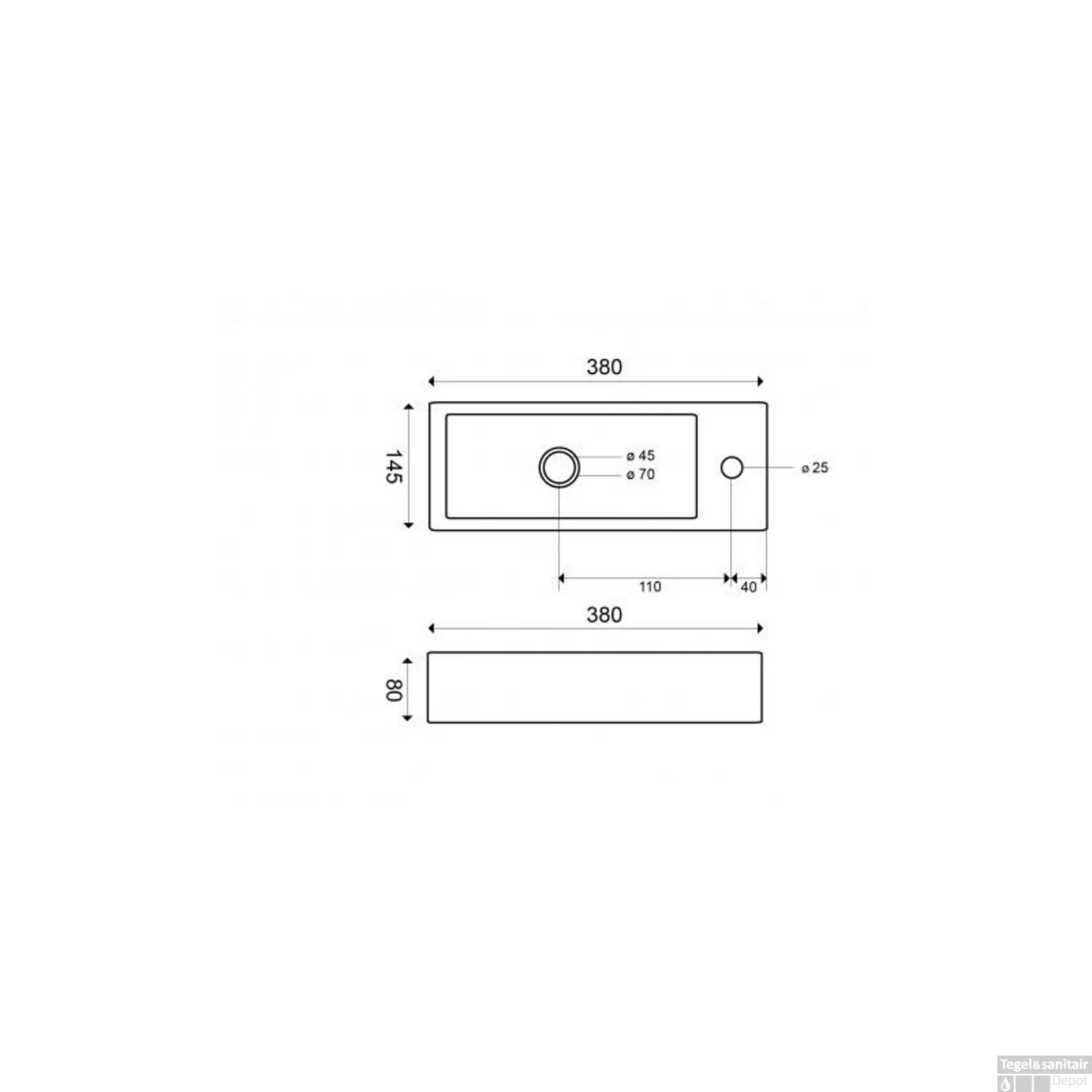 Fontein Wiesbaden Trim Mini 38x14x8 Cm Rechts 4 Fontein Wiesbaden Trim Mini 38x14x8 Cm Rechts - Afbeelding 2