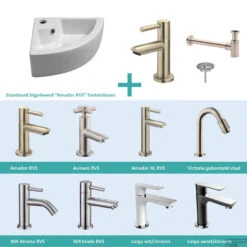 FonteinPack Pallas 44.5x32.5x13 Cm RVS (Keuze Uit 8 Kranen)