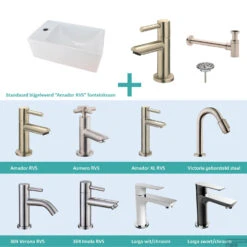 FonteinPack Rhea Mini XXS 30,5x18x11 Cm Links RVS (Keuze Uit 8 Kranen)