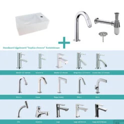 FonteinPack Rhea Mini XXS 30,5x18x11 Cm Rechts Chroom (Keuze Uit 20 Kranen)