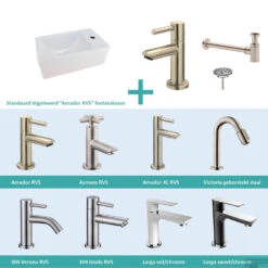 FonteinPack Rhea Mini XXS 30,5x18x11 Cm Rechts RVS (Keuze Uit 8 Kranen)