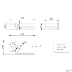 Fontein Wiesbaden Solid Surface 40x22x10 Cm (Rechts) -Sealkin Badkamermeubilair Winkel 36.4040 2 1