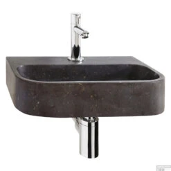 Fonteinset Differnz Ovale Small 38x24x7 Cm Natuursteen Zwart