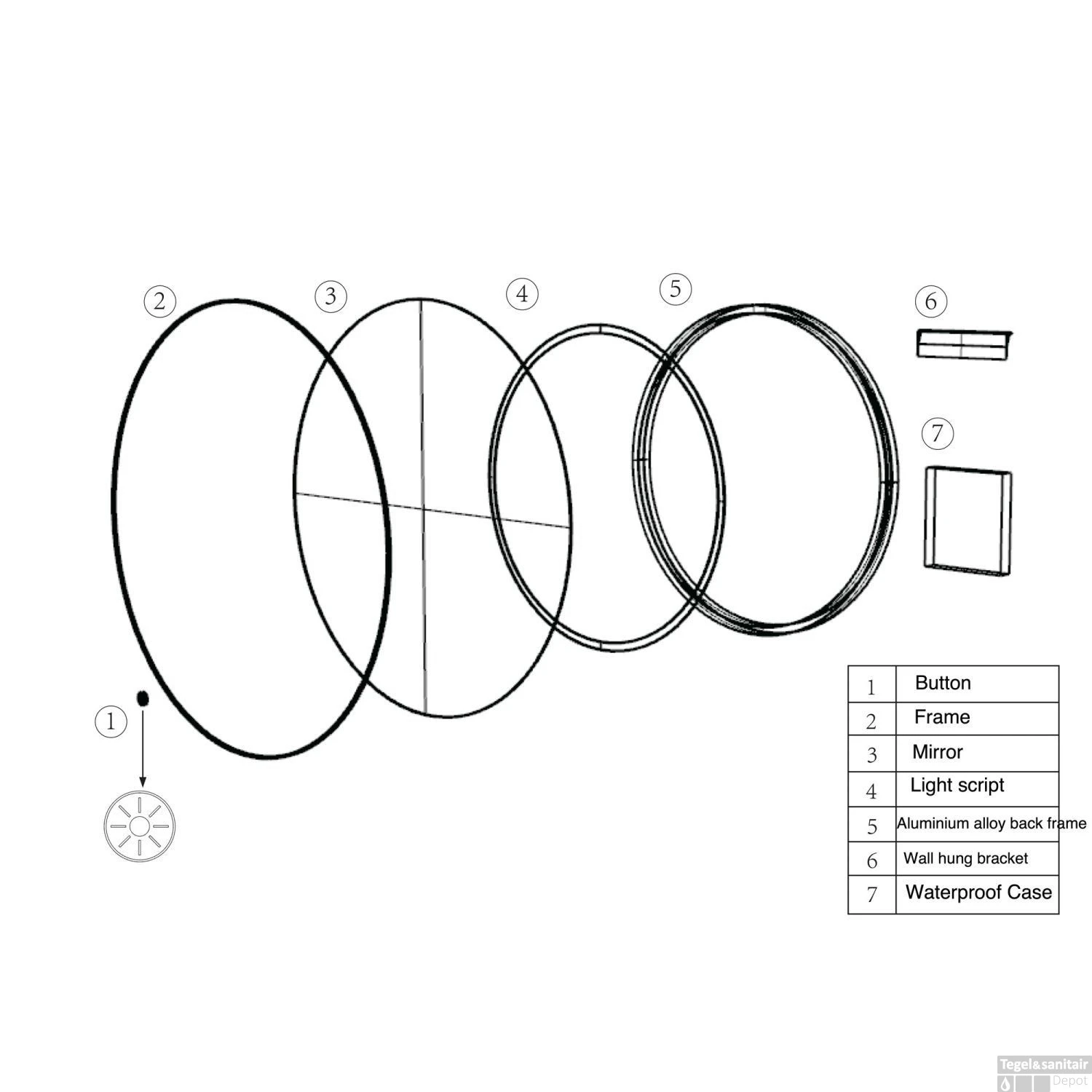 Ronde Spiegel Wiesbaden Novi Met LED, Dimbaar 100 Cm Geborsteld Messing 7 Ronde Spiegel Wiesbaden Novi Met LED, Dimbaar 100 Cm Geborsteld Messing - Afbeelding 5