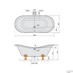 Vrijstaand Bad Sapho Charleston 188x80x71 Cm Wit Met Leeuwenpoten -Sealkin Badkamermeubilair Winkel 38112 vrijstaand bad sapho charleston 188x80x71 cm wit met leeuwenpoten 5