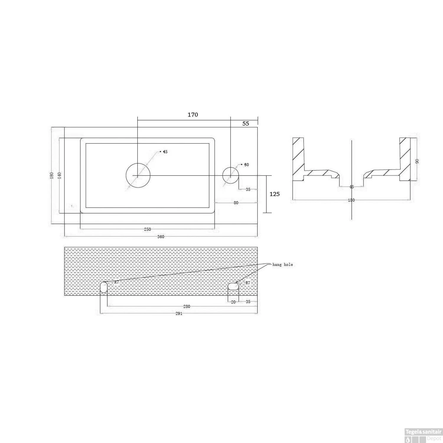 Fonteinset Best Design Mini Block One Pack Rechts 36x18cm Mat Zwart 4 Fonteinset Best Design Mini Block One Pack Rechts 36x18cm Mat Zwart - Afbeelding 2