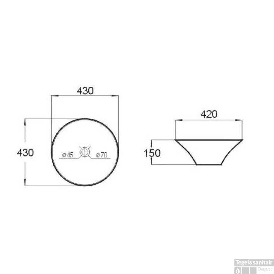 Waskom Best Design Taps Opbouw Rond Ø 43cm Keramiek 4 Waskom Best Design Taps Opbouw Rond Ø 43cm Keramiek - Afbeelding 2