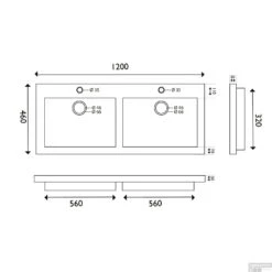 Wastafel Hardsteen Wiesbaden Dubbel 120x46x5 Cm (0 Kraangaten) -Sealkin Badkamermeubilair Winkel 39.3767 1