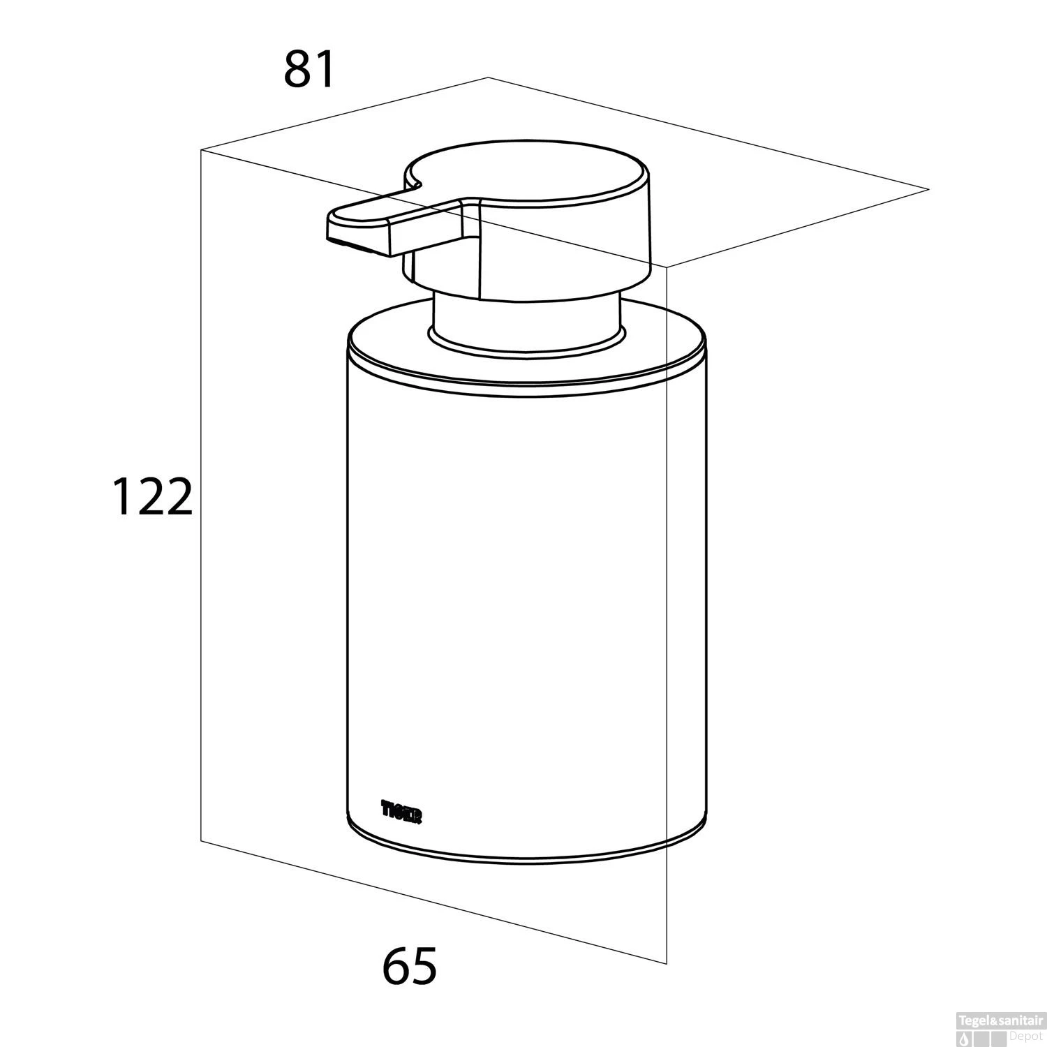 Vrijstaande Zeepdispencer Tiger Colar RVS Geborsteld 7 Vrijstaande Zeepdispencer Tiger Colar RVS Geborsteld - Afbeelding 5
