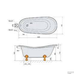 Vrijstaand Bad Sapho Retro 169x75x72 Cm Wit Met Leeuwenpoten -Sealkin Badkamermeubilair Winkel 42112 vrijstaand bad sapho retro 169x75x72 cm wit met leeuwenpoten 4