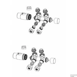 Set Thermostatisch Onderblok Riko Elay Haaks Links/rechts Glans Wit -Sealkin Badkamermeubilair Winkel 43.3575 tekening