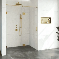 Nisdeur Compleet Just Creating Profielloos 2-Delig (Draaideur Bevestigd Op Inloopwand) 150x200 Cm 80/70 Goud -Sealkin Badkamermeubilair Winkel 4jc15 80 70u