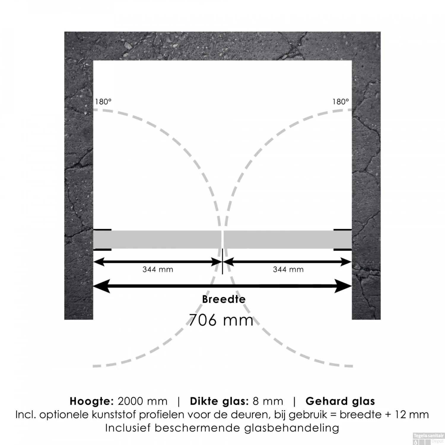 Pendeldeuren Compleet Just Creating Profielloos 70x200 Cm RVS 5 Pendeldeuren Compleet Just Creating Profielloos 70x200 Cm RVS - Afbeelding 3