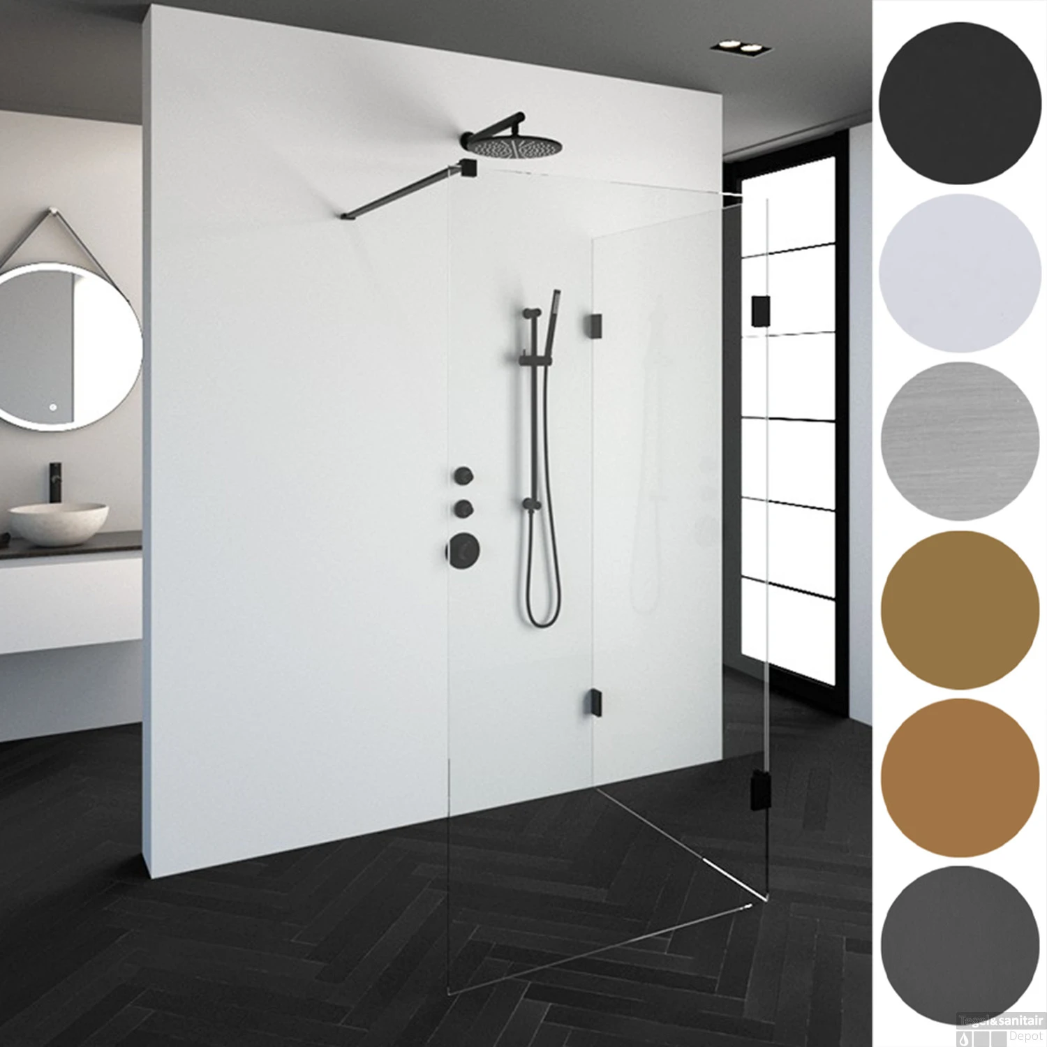 Complete Profielloze Inloopdouche Reversed (Alle Kleuren En Maten) 3 Complete Profielloze Inloopdouche Reversed (Alle Kleuren En Maten)