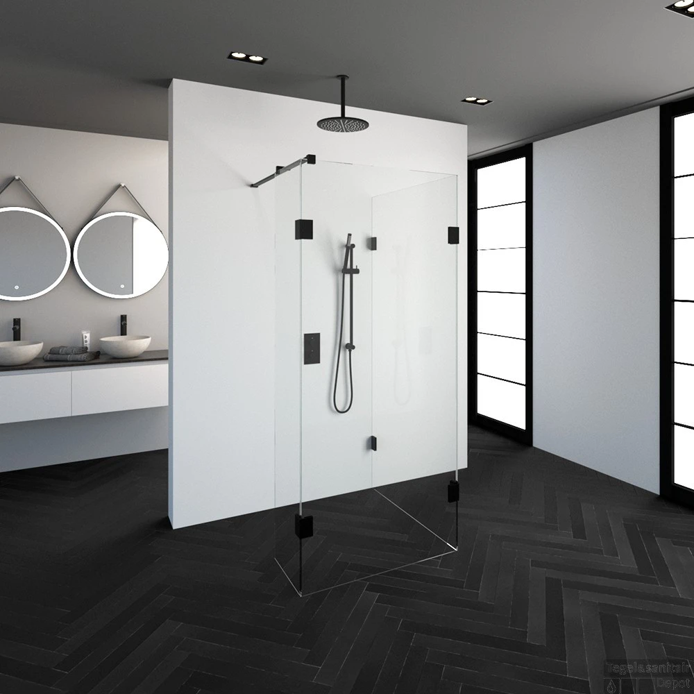 Inloopdouche Compleet Just Creating Profielloos 100x90/40 Cm Reversed Mat Zwart 4 Inloopdouche Compleet Just Creating Profielloos 100x90/40 Cm Reversed Mat Zwart - Afbeelding 2