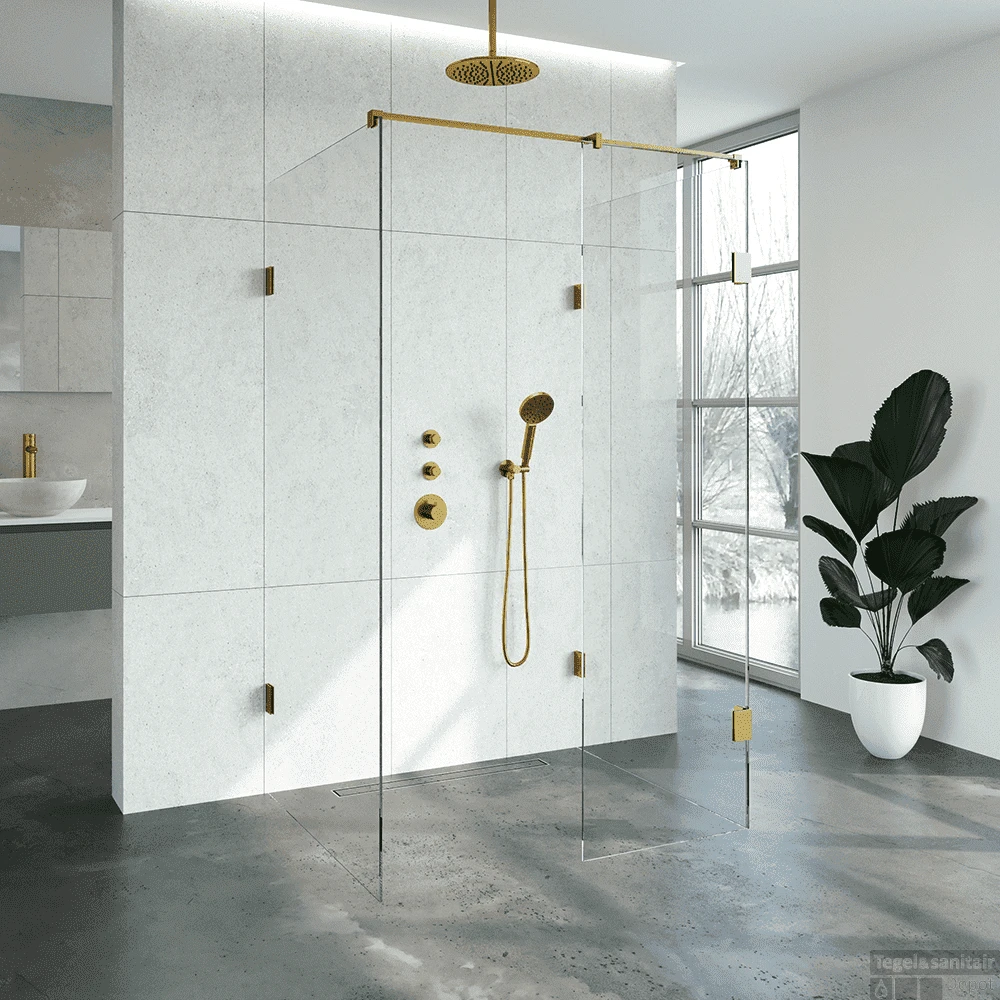 Inloopdouche Compleet XL Just Creating Profielloos 100x120 Cm Goud 3 Inloopdouche Compleet XL Just Creating Profielloos 100x120 Cm Goud