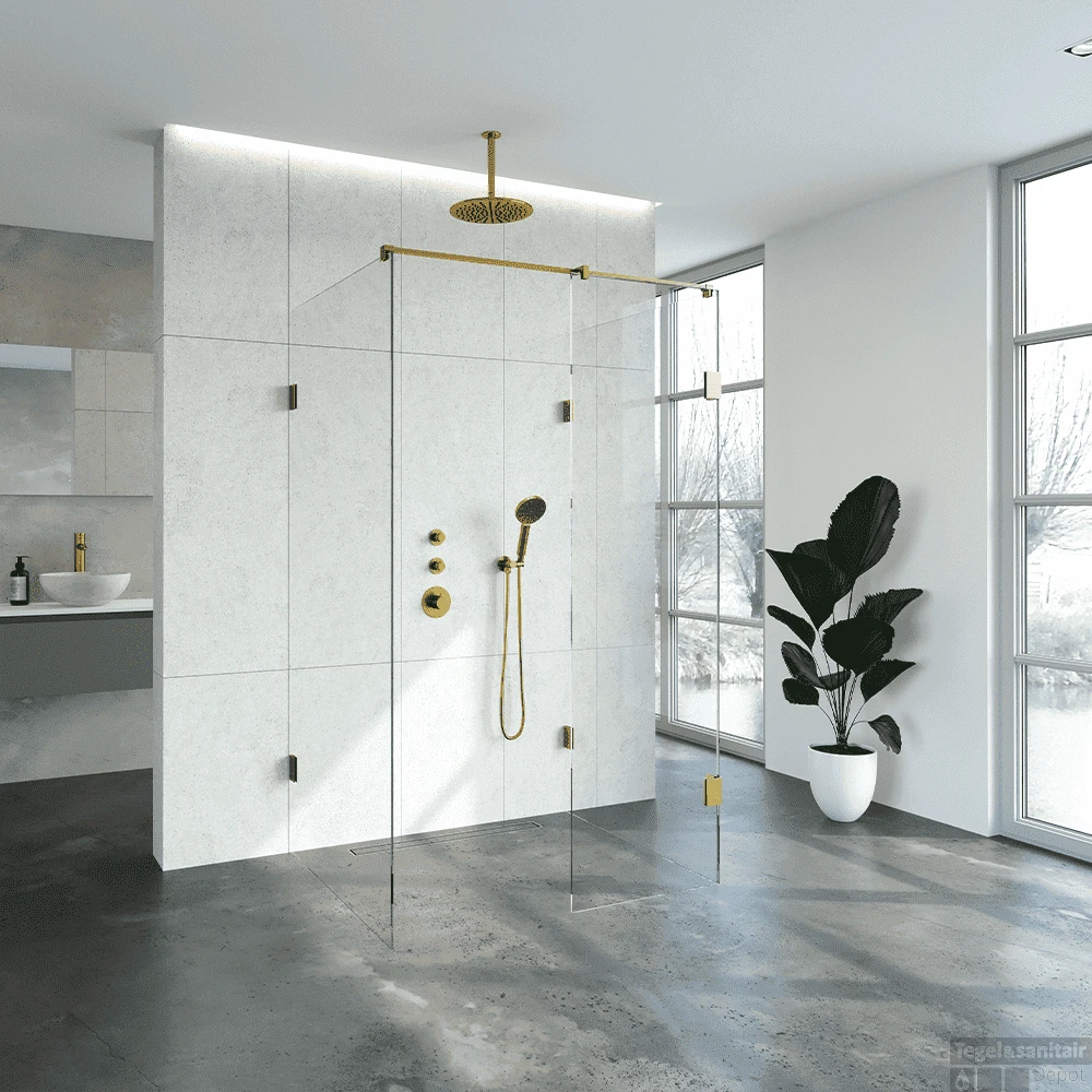 Inloopdouche Compleet XL Just Creating Profielloos 100x120 Cm Goud 4 Inloopdouche Compleet XL Just Creating Profielloos 100x120 Cm Goud - Afbeelding 2