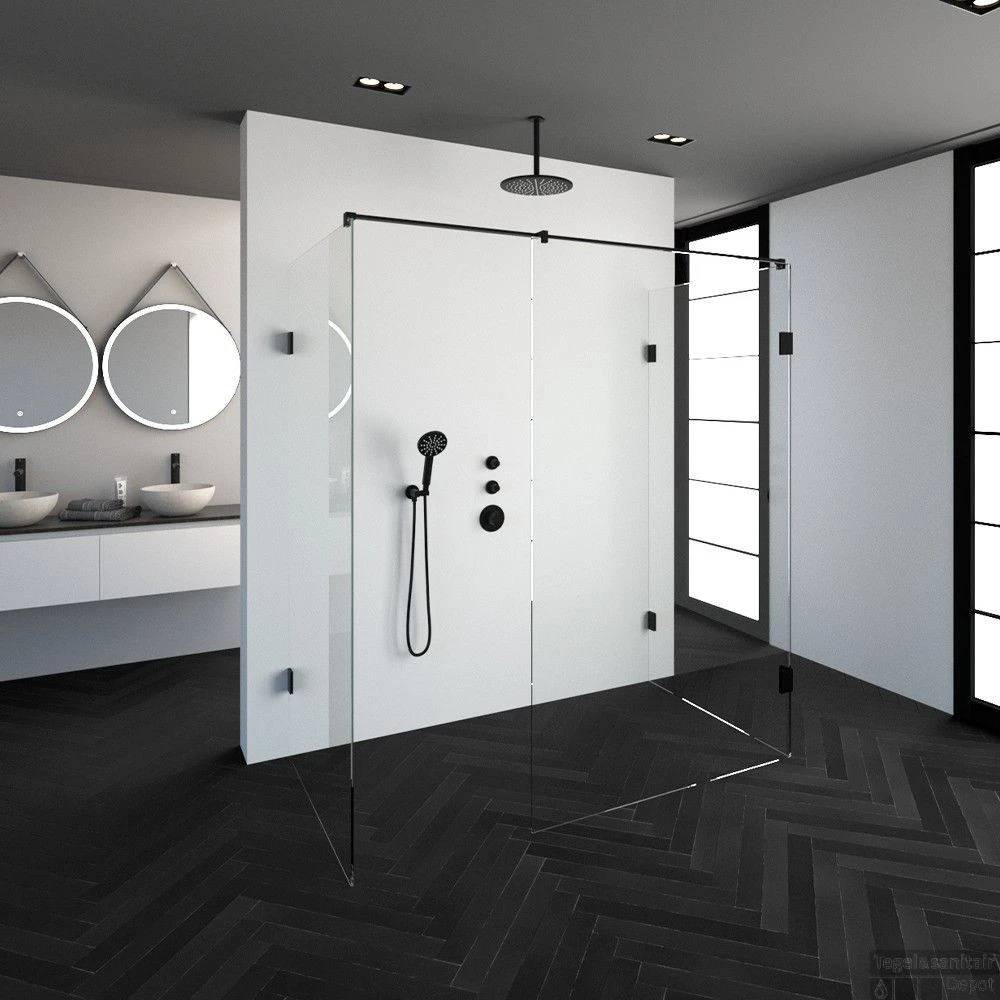 Inloopdouche Compleet XL Just Creating Profielloos 100x180 Cm Mat Zwart 4 Inloopdouche Compleet XL Just Creating Profielloos 100x180 Cm Mat Zwart - Afbeelding 2