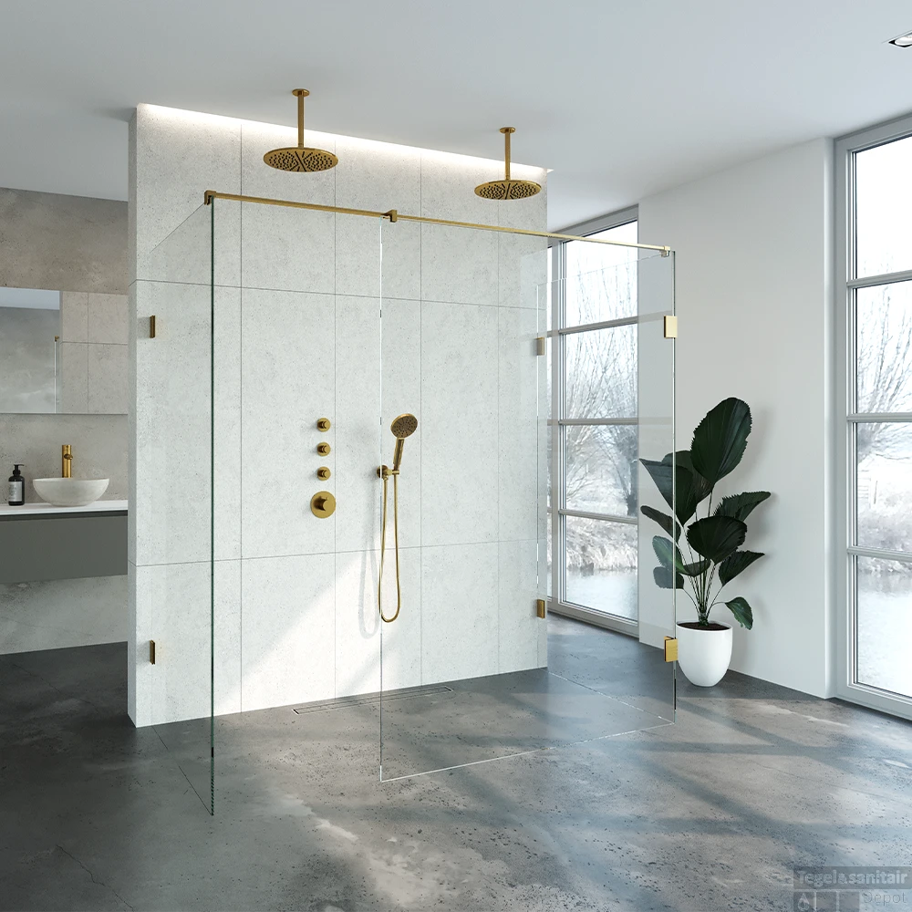 Inloopdouche Compleet XL Just Creating Profielloos 100x200 Cm Goud 4 Inloopdouche Compleet XL Just Creating Profielloos 100x200 Cm Goud - Afbeelding 2